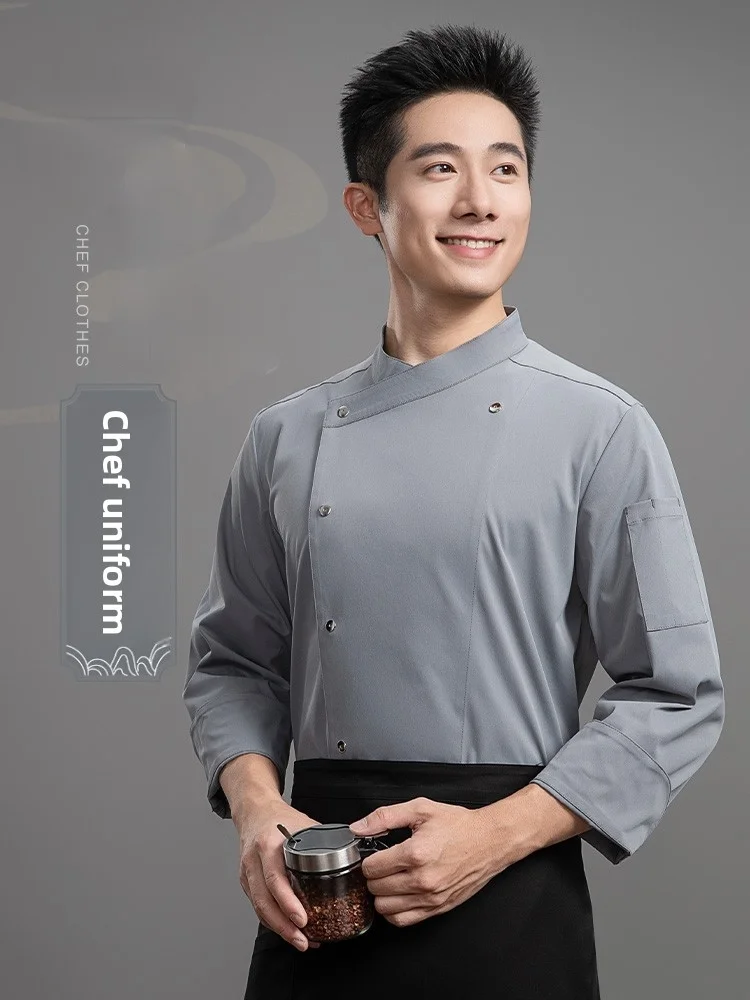 Uniforme de Chef Unisex de algodón de manga larga Otoño Invierno restaurante Hotel ropa de trabajo chaqueta de Chef