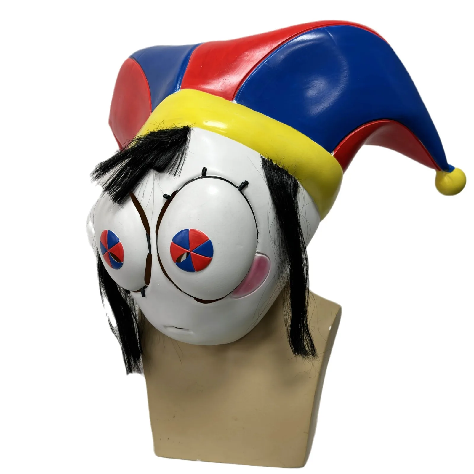 Bunter Clownhut Vollgesichtsmaske mit Großem Augendesign Latexmaske Halloween Cosplay Maskerade Karneval Kostümparty Requisit – Detail 5