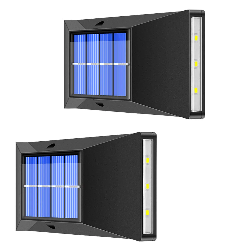 2 قطعة ضوء الجدار الزخرفية الشمسية في الهواء الطلق حديقة سياج مصباح LED ضوء دائم مصباح بعمود خارجي #4