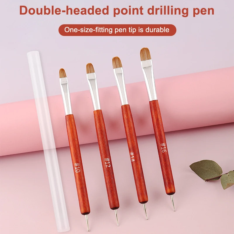 1/4 PCS French Nail Art Brush Dual End Nail Art Dotting Pen Acrylic Drawing Rhinestone Gel Painting Wooden/Acrylic Handle