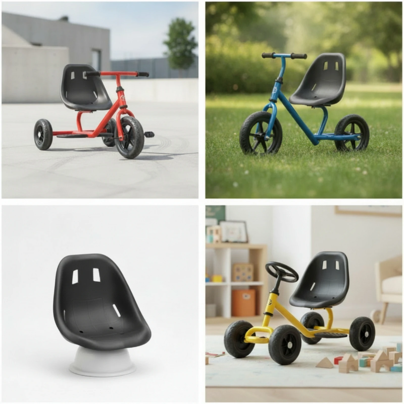 Kart Seat with Mounting Holes Easy to Install Drift Cart Seat Saddle Universal Compact for Diyers, Balance Bikes
