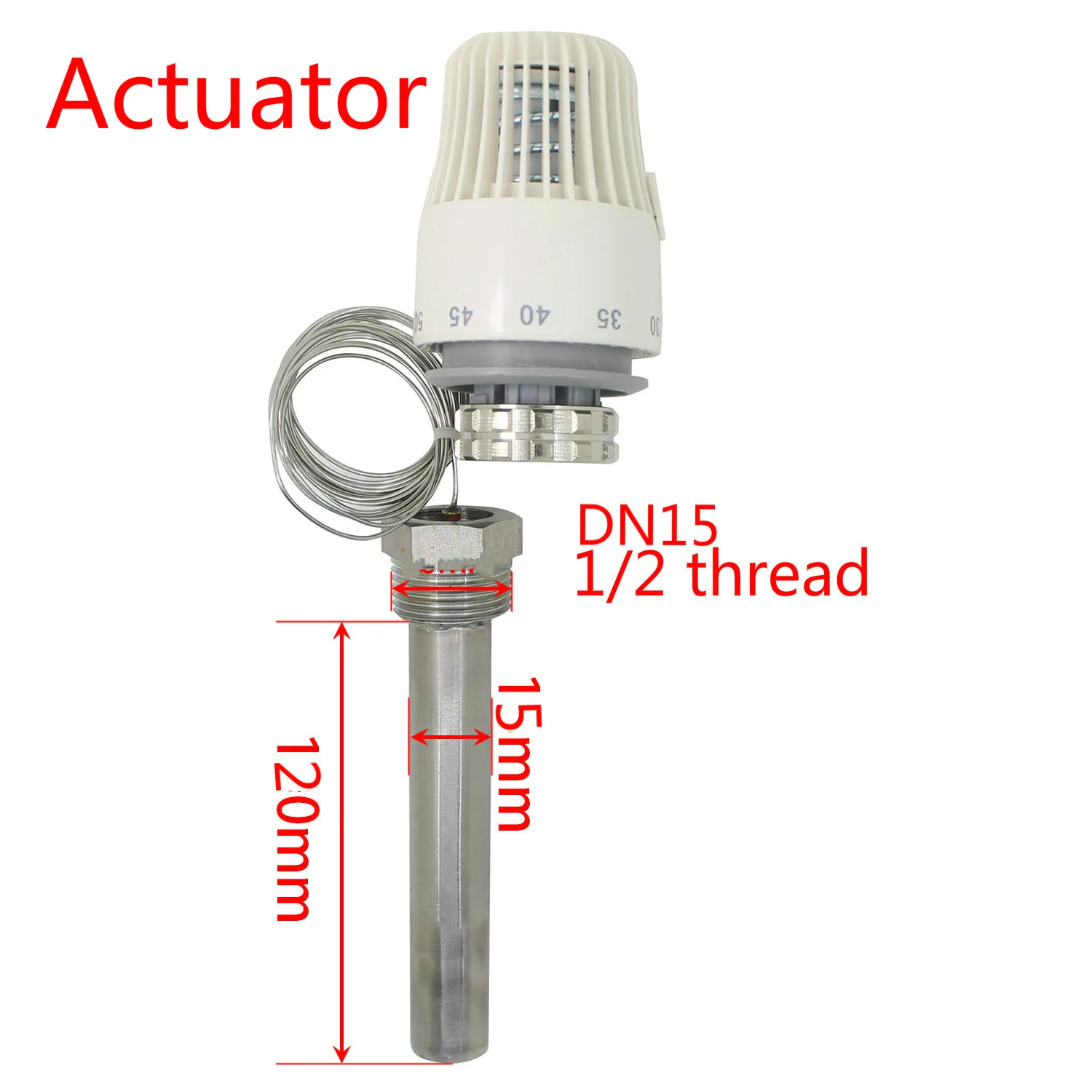 30-70 Degree Control Floor Heating System Thermostatic Radiator Valve M30*1.5 Three Way Valve Thermowell DN15 DN20 DN25 DN32