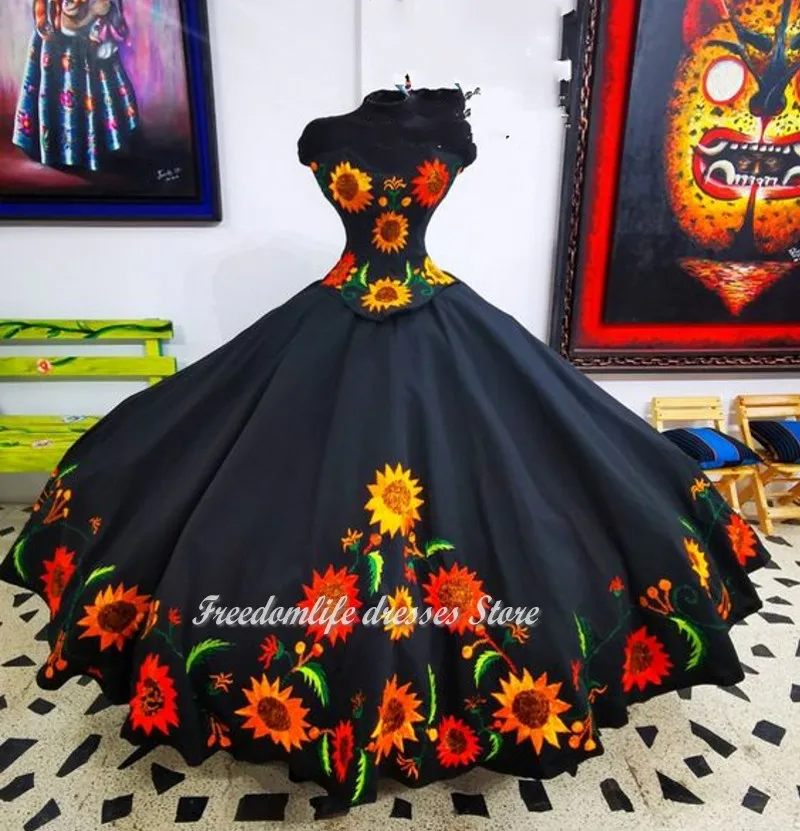 Cara & Alan-vestidos bordados de girasol para quinceañera, traje de dos piezas de quinceañera, de XV años, dulce 16, para cumpleaños y graduación, 2022