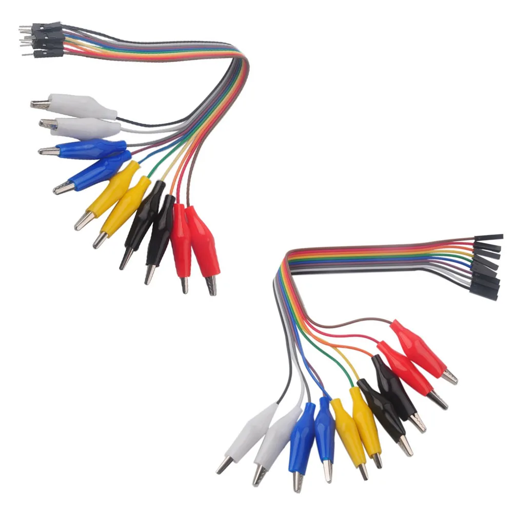 10-Pin DuPont Female/Male to Alligator Clip Cable, Experimental and Test Lead, Suitable for Arduino, Raspberry Pi and Orange Pi