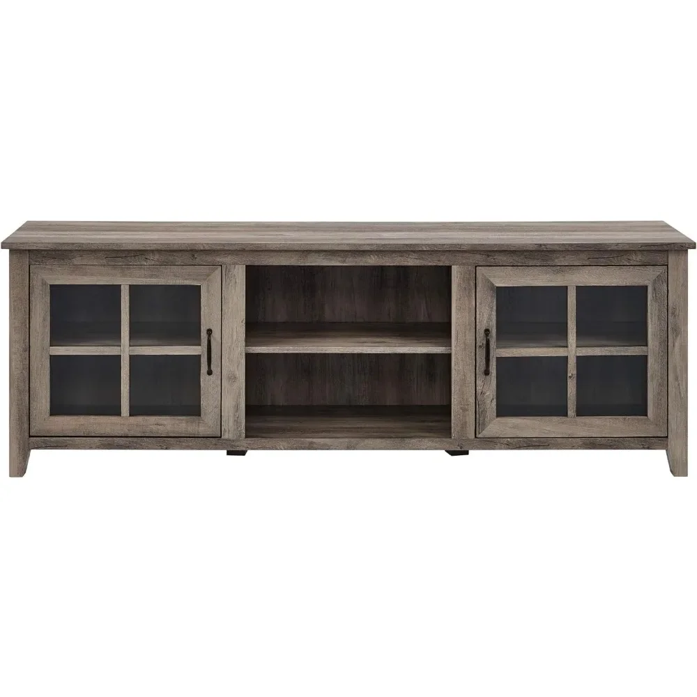 Portsmouth Classic 2 Glass Door TV Stand for TVs up to 80 Inches, 70 Inch, Grey Wash，70 x 16 x 24 inches