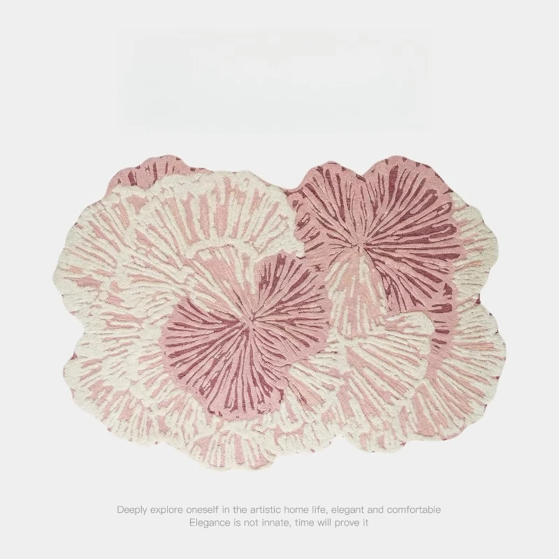 

French retro special-shaped irregular pink green premium wool living room bedroom cloakroom bedside carpet