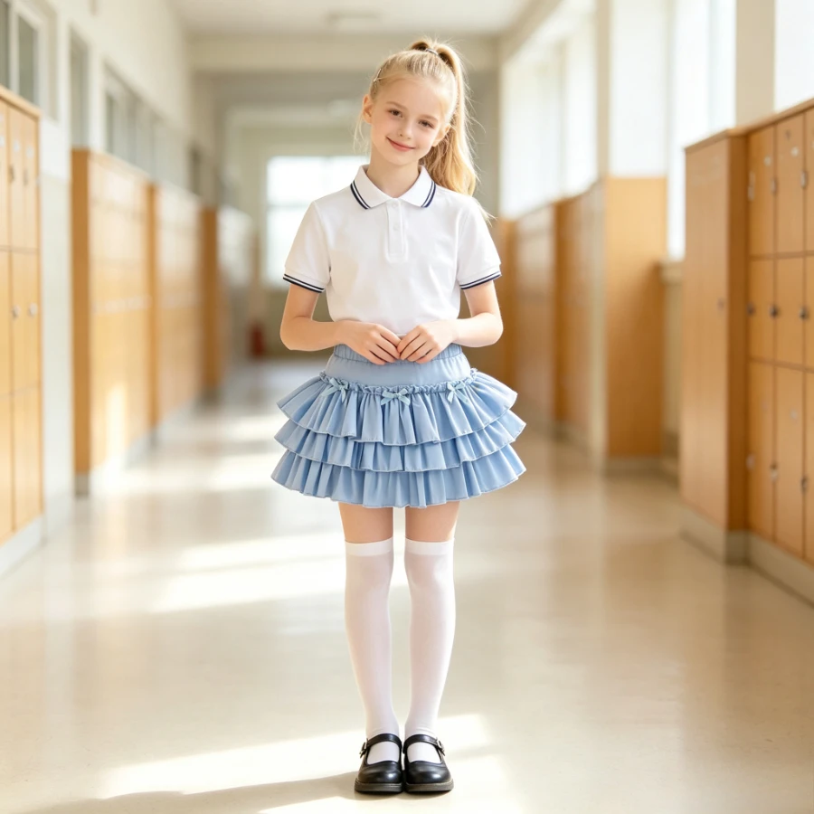 Girls Summer Tiered Ruffle Skirt Cute Bow Decor Elastic Waist A-Line Mini Tutu Cake Skirt Kids Princess Party Daily Bottoms