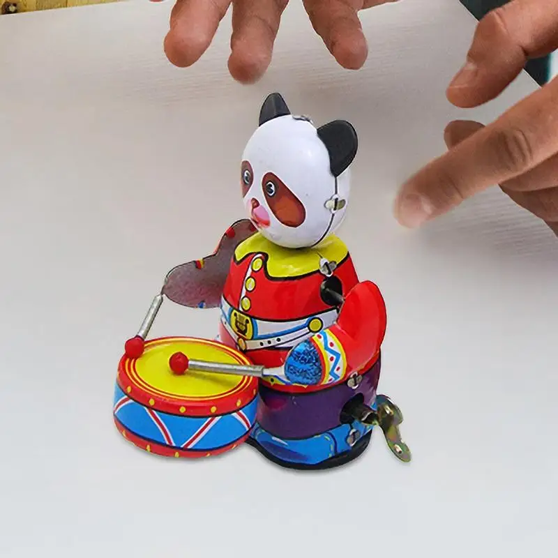 Wind Up Animal Toys Metal Toy Robot Drumming Panda Wind-up Adults And Kids Interactive Robot Toys Animal Shape Sculpture For