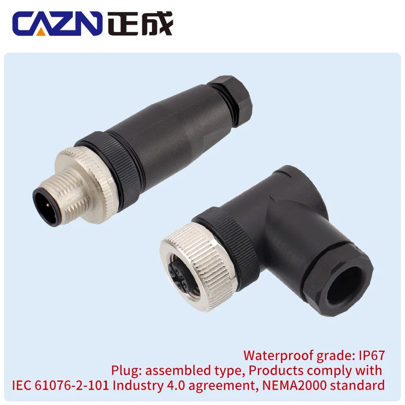 Hot-selling M12 Plastic Straight Angled Assembled Connectors 2 3 4 5 6 8 12 17 Pins A B D Male Female PG7 PG9 Metal Connectors