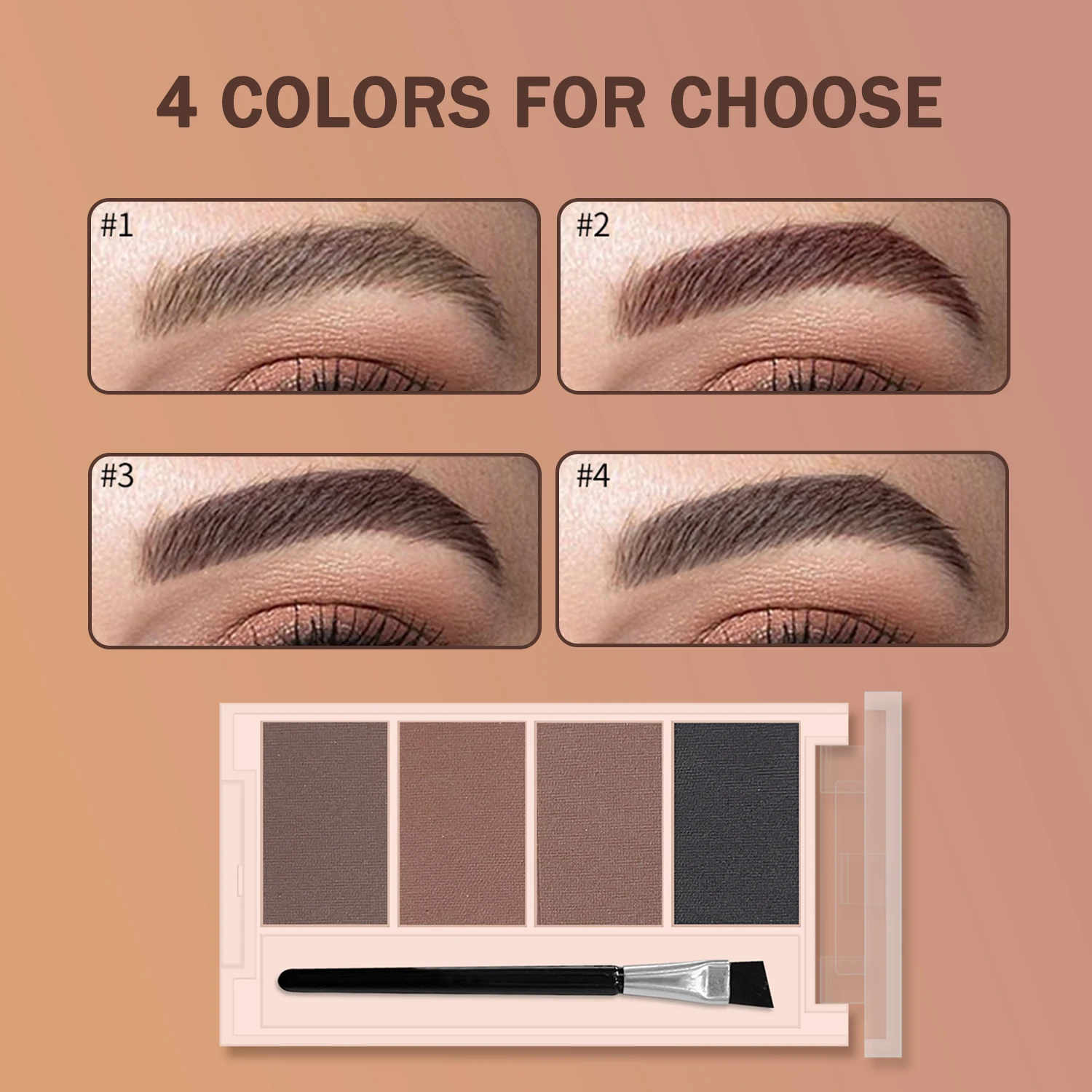 Placa de polvo para cejas de cuatro colores, resistente al agua, natural, tridimensional, de larga duración, aspecto de maquillaje diario para principiantes ﻿