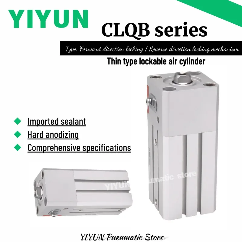 

CLQB20/25/32-25D/50D-B,CLQB32-75D/100D-B,CLQB40-25D/50D/75D/100D-B,CLQB50-25D/50D-B,YIYUN,Thin type lockable air cylinder, CLQB