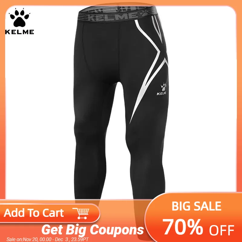Kelme Men's High Elasticity Fitness Pants Sports Football Training Leggings Basketball Leggings Outdoor Running Compression Pant