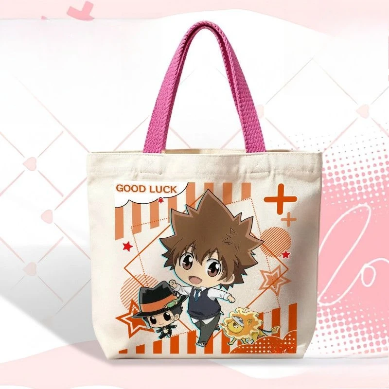 Neuer HITMAN REBORN! Tsuna Sawada Canvas-Tasche, niedlicher Chibi-Anime-Druck, hochwertiger Stil, große Kapazität, tragbare, vielseitige Umhängetasche, Geschenk – Detail 2