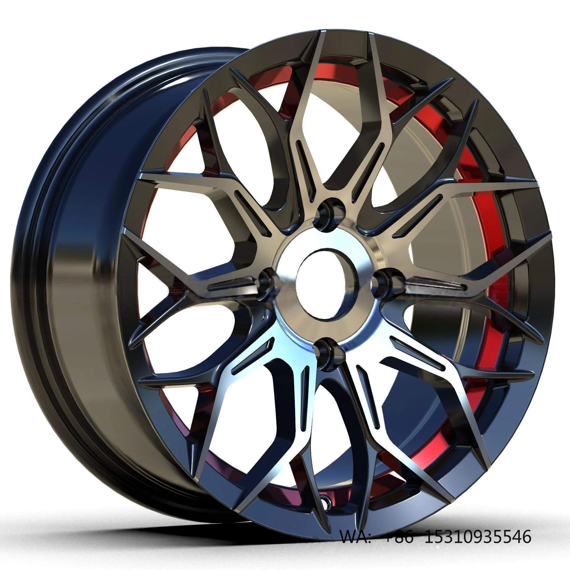 15X7.0J Matte Black Machined Alloy Rims 4X100 ET35 Red Undercut Universal Car Refit Wheels
