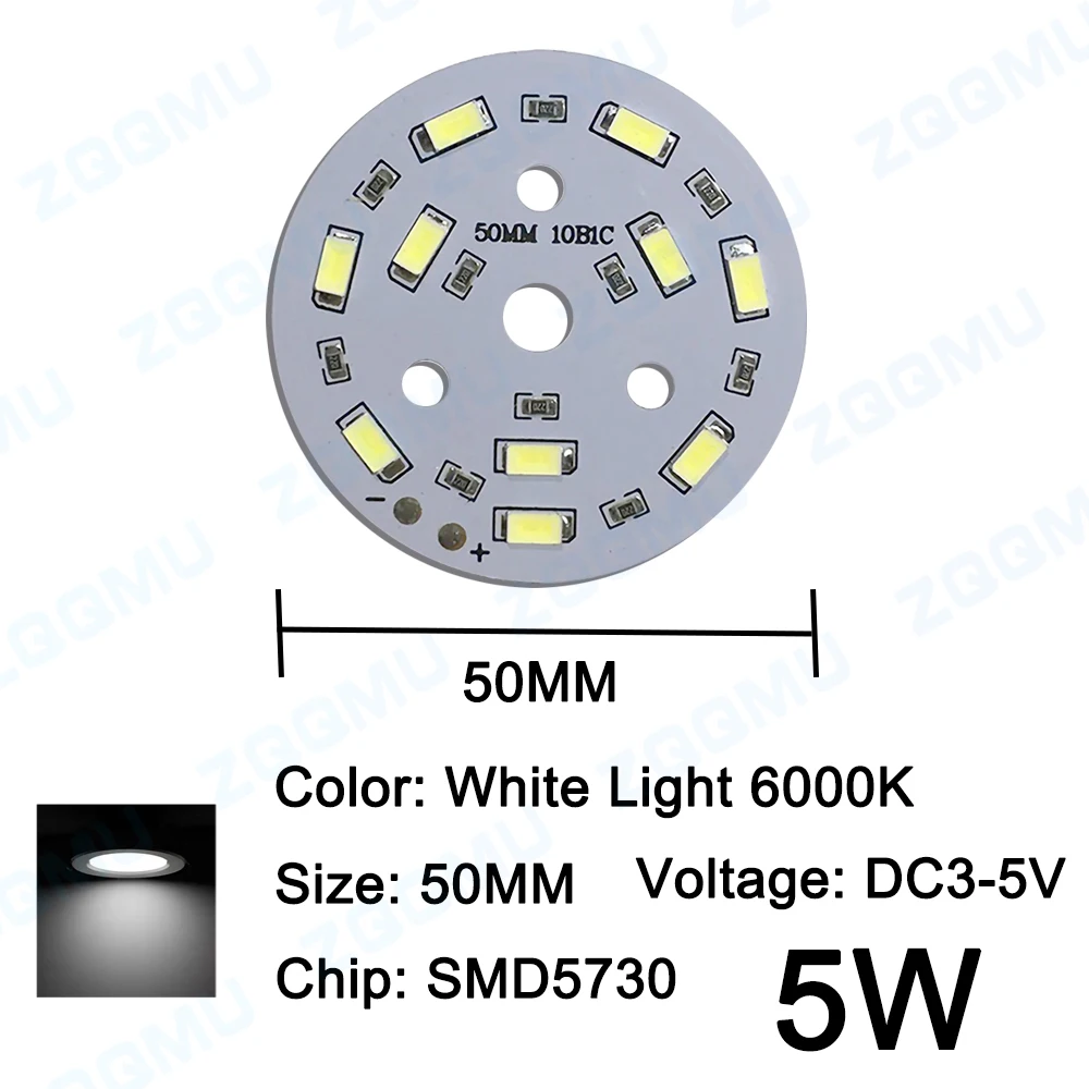 Panneau Lumineux Rond en Aluminium, Source de Lumière PCB, 5V SMD 5730 LED 5W 10W, Bricolage, Modification d\'Ampoule, Accessoires de Soudage P