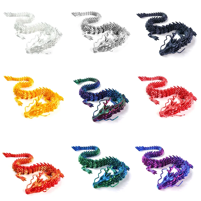3D Printed Articulated Dragon Fish Tank Landscaping Chinese Long Flexible Ornament Toy Model Home Office Decoration Kids Gifts