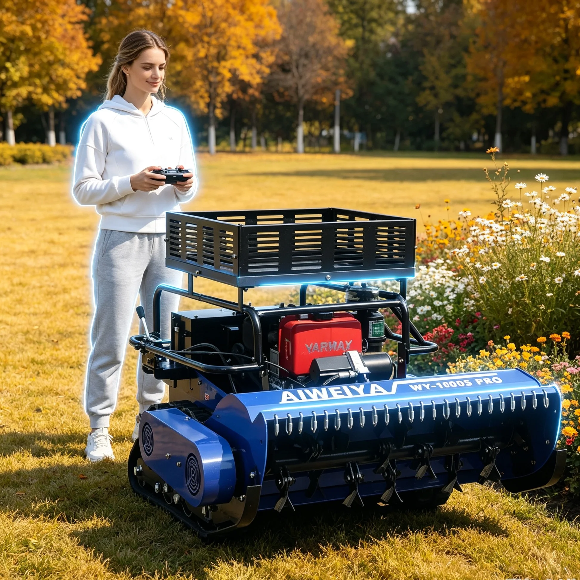 Customized Remote Grass Cutting Mower 800SPRO, Storage Rack For Easy On-site Tool Storage