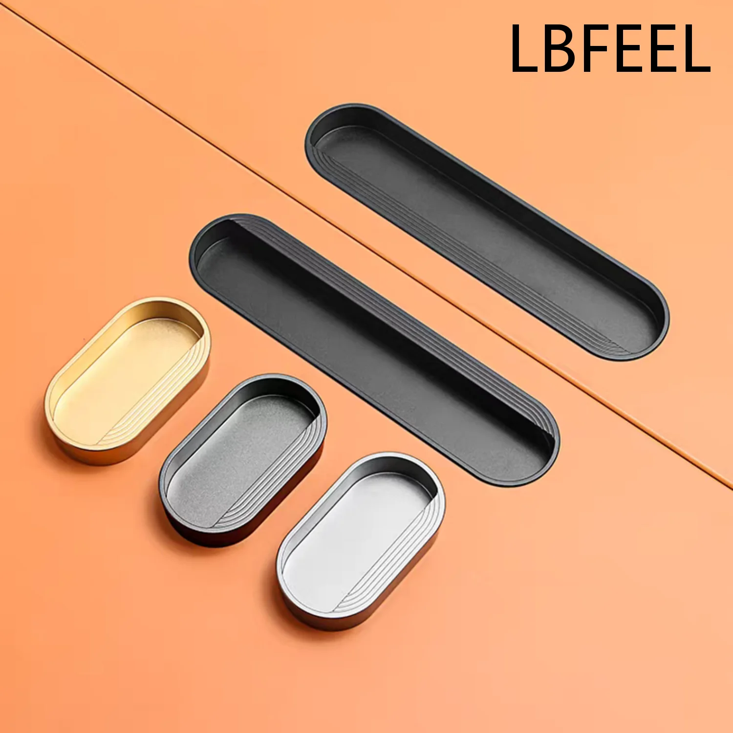 Invisible Cabinet Handles Zinc Alloy Gold Gray Black Furniture Handles Concealed Drawer Pulls Kitchen Hardware LBFEEL