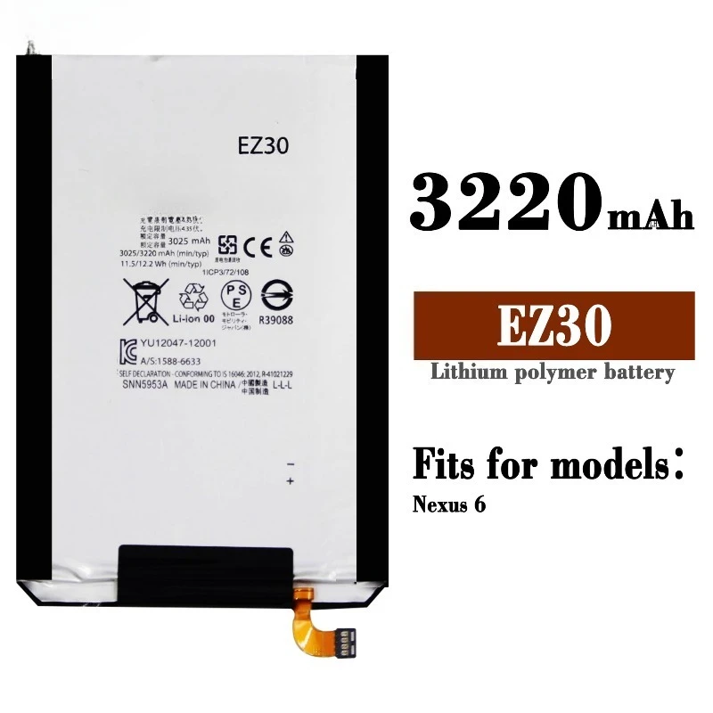 بطارية جديدة عالية الجودة قابلة للاستبدال EZ30 4500mAh لموتورولا Nexus 6 جوجل XT1115 XT1110 Xt1103 Nexus6 بطاريات الهاتف المحمول