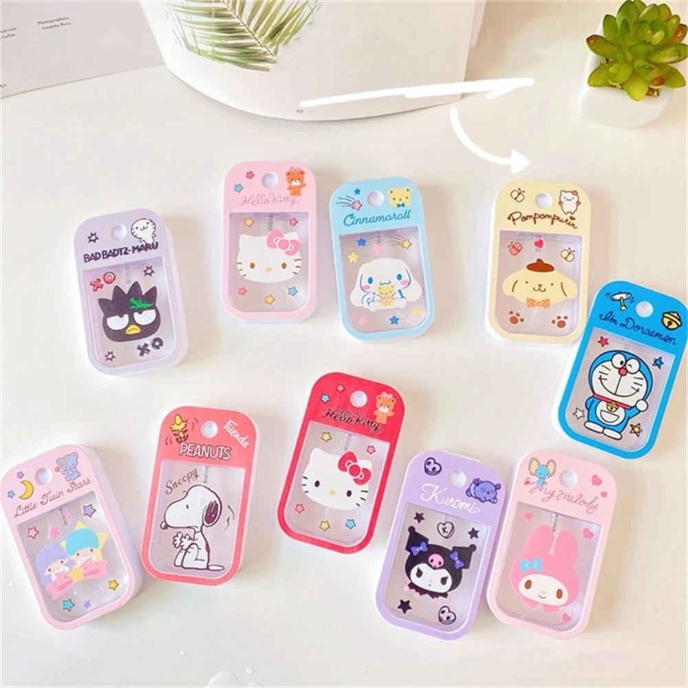 Anime Hello Kitty Sanrio Perfume Spray Bottle Kuromi Cinnamoroll Travel Portable Lotion Bottling My Melody Alcohol Press Bottled