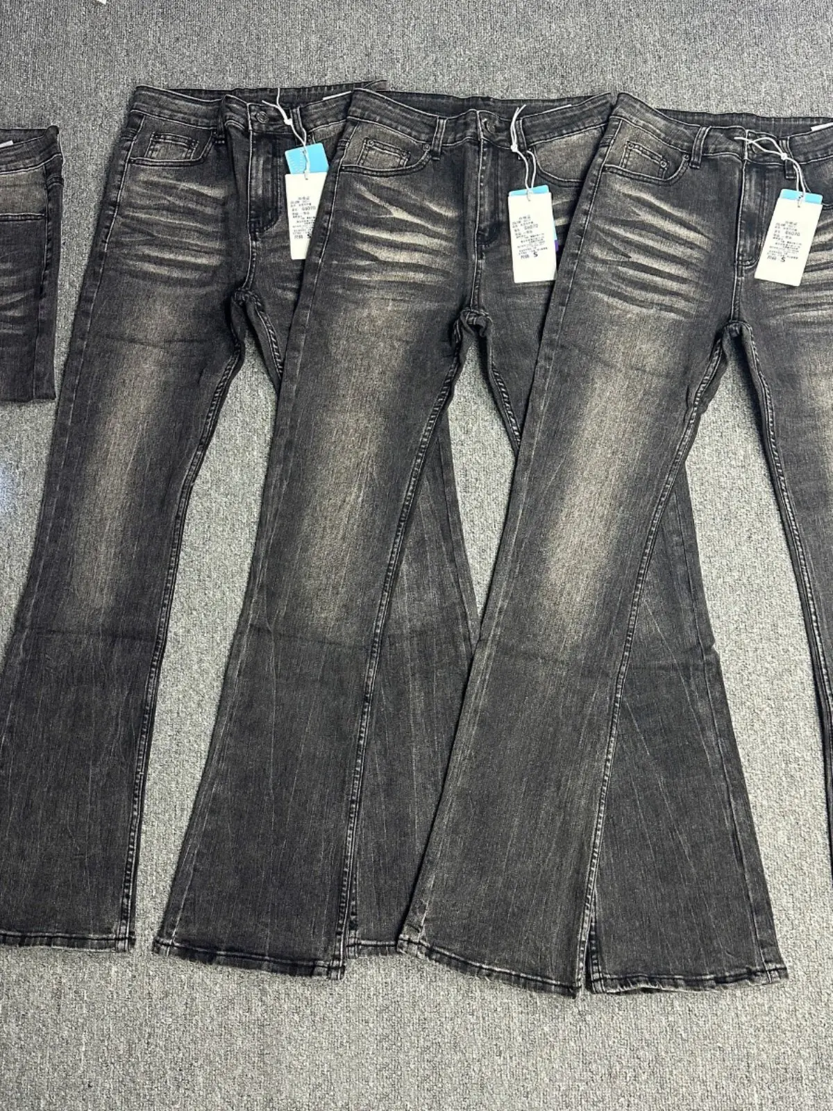 

Cleanfit American High Street Washed Men's Slim Fit Knife Jeans Black Grey Vibe Casual Wear mid Waist Zipper Closure