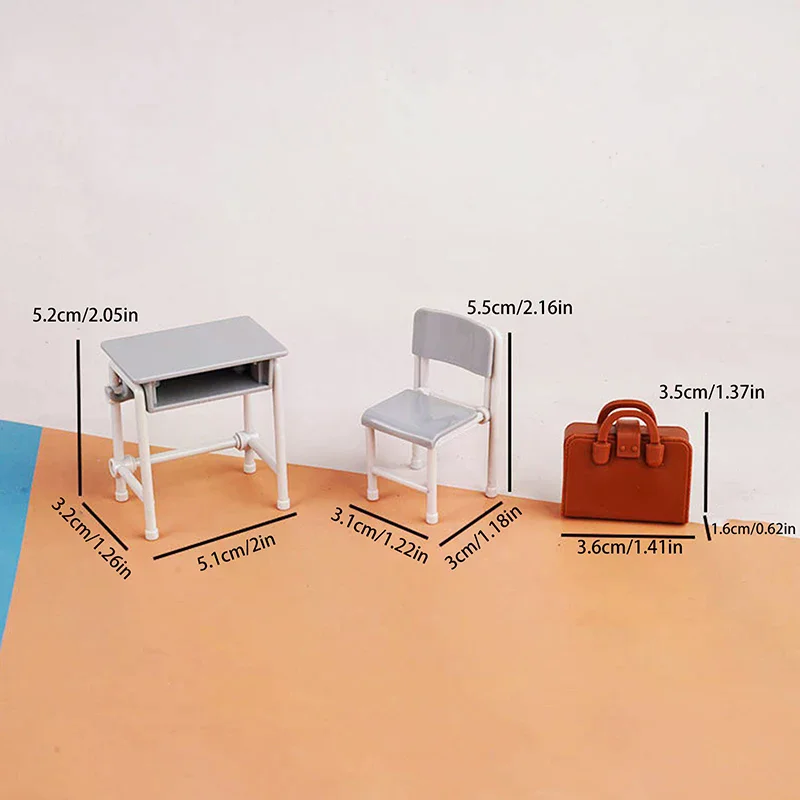 1세트 1:12 인형집 미니어처 책상 의자 책가방 교실 모델 장식 장난감 인형집 액세서리