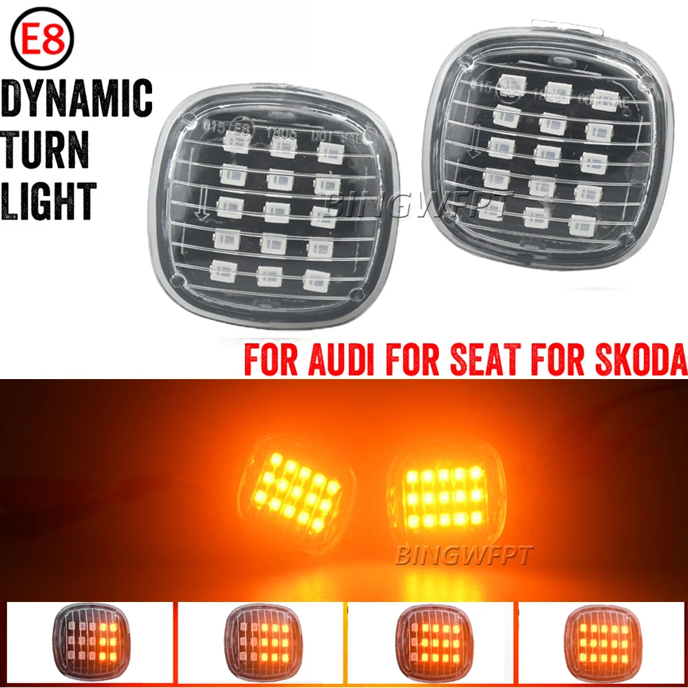 

1 пара для Skoda Fabia Octavia Mk1 Mk2 Roomster Rapid NH3, светодиодный динамический указатель поворота, боковой габаритный фонарь, последовательный индикатор