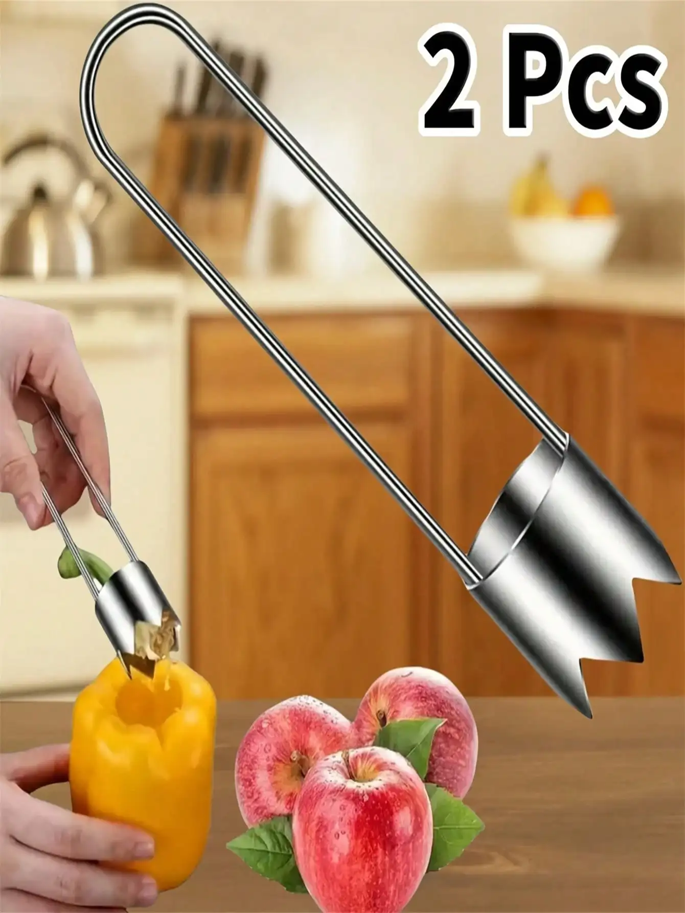2pcs Premium Stainless Steel Fruit & Vegetable Corer | Easy-to-Use Seed Remover, Easy-to-Clean, Multi-Functional, Food-Grade Saf