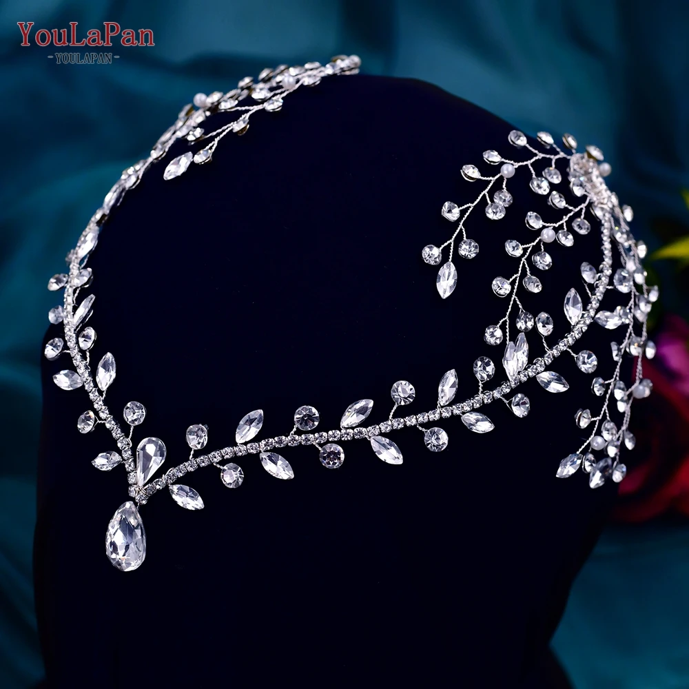 YouLaPan Bridal Forehead Accessories Bride Rhinestone Headband Wedding Hair Comb Handmade Women Headdress For Party HP466 ﻿