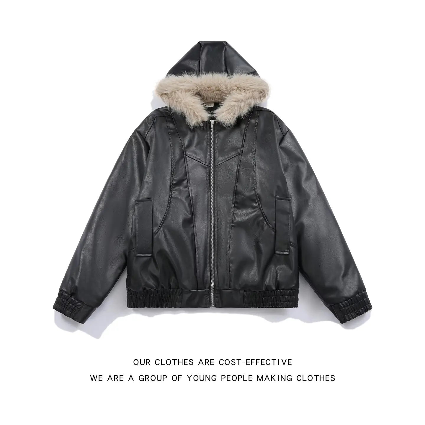 

Thiened American Retro Men's Cotton Jaet with Large Fur Collar Warm Winter Outerwear Youth Faion Long Sve Zipper Clo...