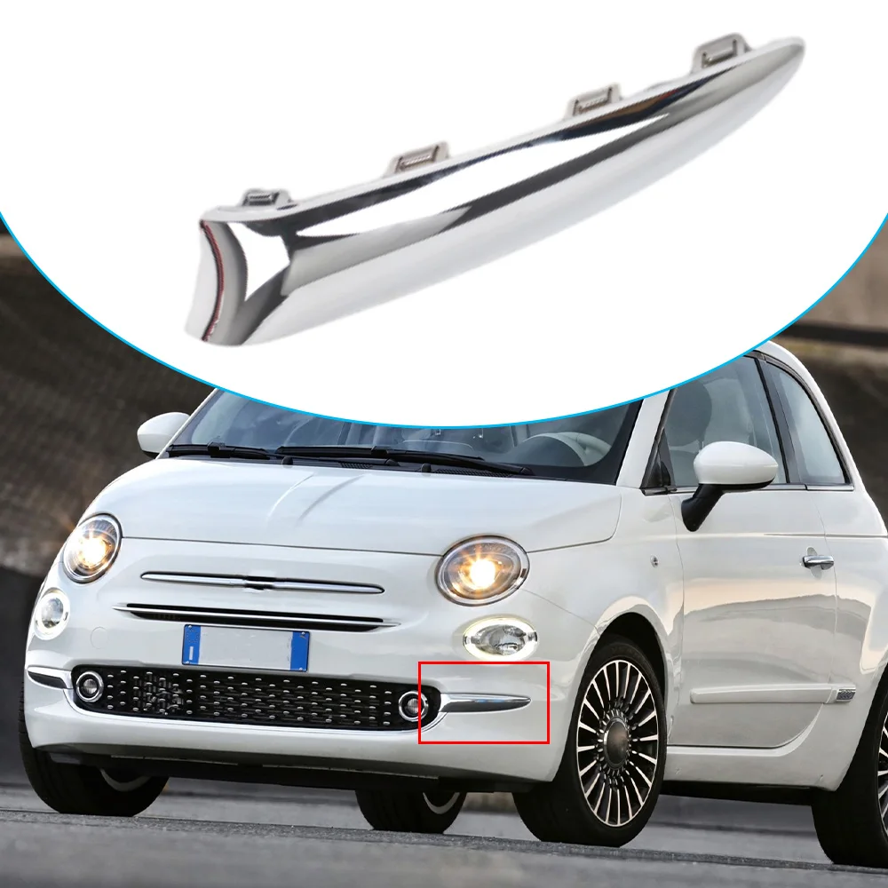 735642306, 735642307 Front Bumper Upper Grill Moulding Trim Cover Left,/ Right for Fiat 500 312 Lounge 2016 2017 2018 2019 2020