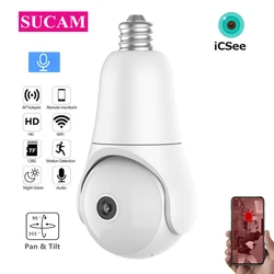 4MP Floodlight Wifi Security Indoor Camera ICSEE Infrared+White Light Bulb Wireless Surveillance Two Way Talk Camera