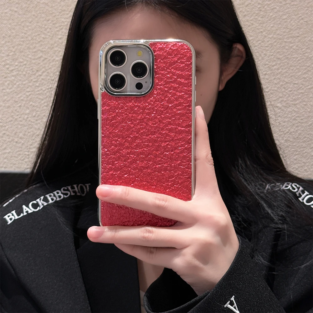 Solid Color Mobile Phone Case, Soft Skin, Anti-fall Woven Skin, Broken Flash, iPhone 15, 14, 13, 12 Pro Max