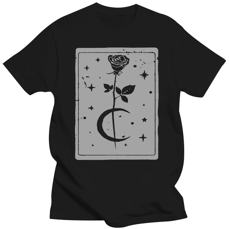 Bedruckte Mode T-Shirt für Männer Baumwolle berühmte erwachsene okkulte Tarot Karte la Luna Gothic Moon Rose T-Shirts Basic Solid