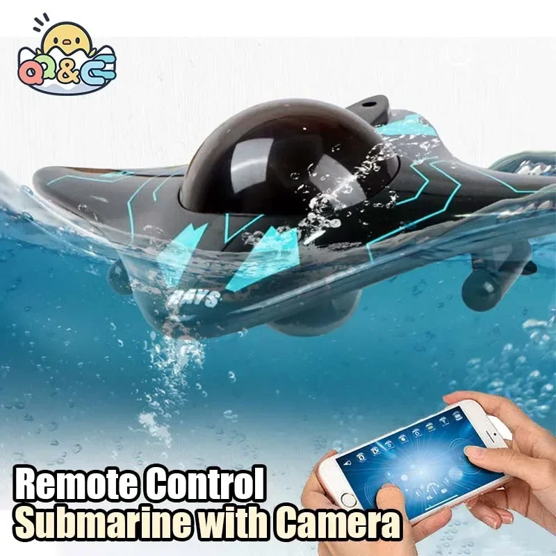 Barco rc submarino com câmera subaquática 6ch controle remoto wifi fpv barcos de controle remoto brinquedos de controle de rádio para meninos presentes do miúdo