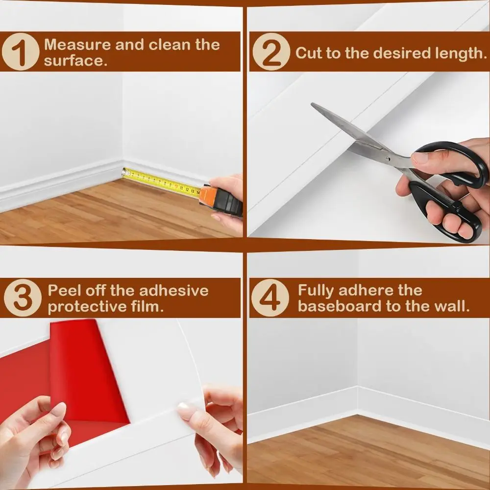 ديكور المنزل PVC اللوح صب تقليم مرنة الفينيل الخصر خط خلفية ذاتية اللصق مقاوم للماء التفاف خط غرفة المعيشة