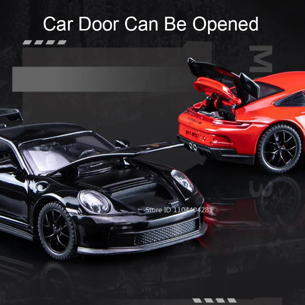 1:32 911 GT3 Panamera, modelo de aleación, juguetes, puertas de coche, sonido abierto, luz, neumáticos de goma para tirar hacia atrás, vehículo de juguete fundido a presión para niños, regalo para niños