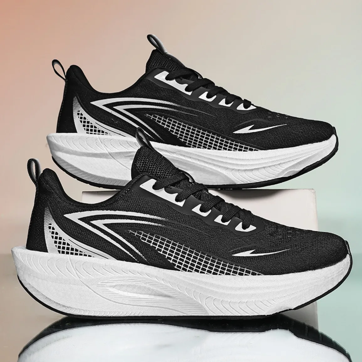 Carbon Plate Marathon Running Shoes Men Air Cushion Breathable Lightweight Shock Absorbing Non Slip Athletic Sneakers
