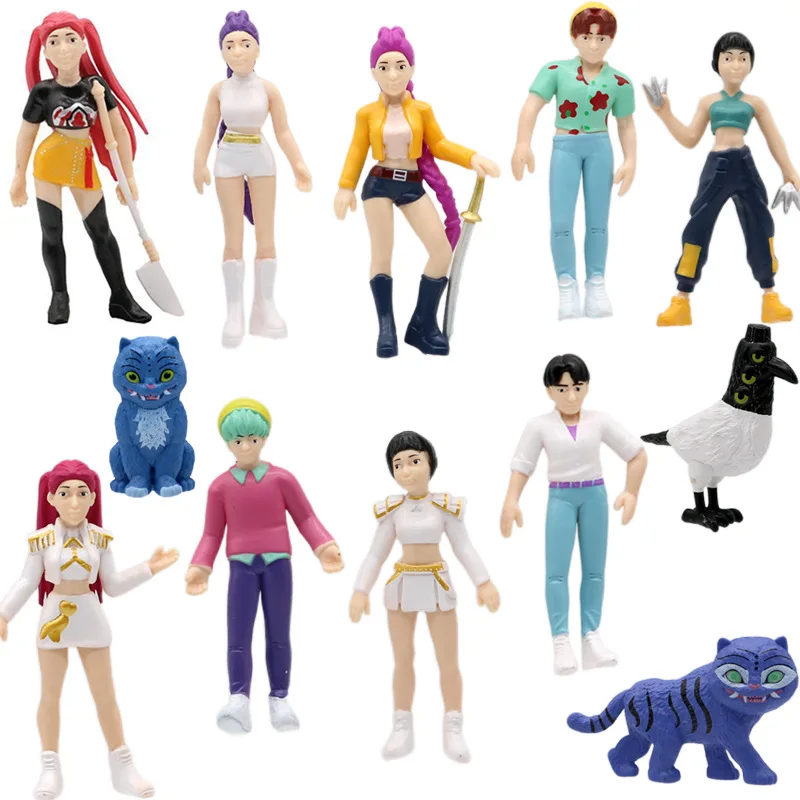 

2025 Kpop Demon Hunters Anime Figure Toys Cute Kawaii PVC Movable Joints Action Figure Model Dolls Devil Magpie Tiger