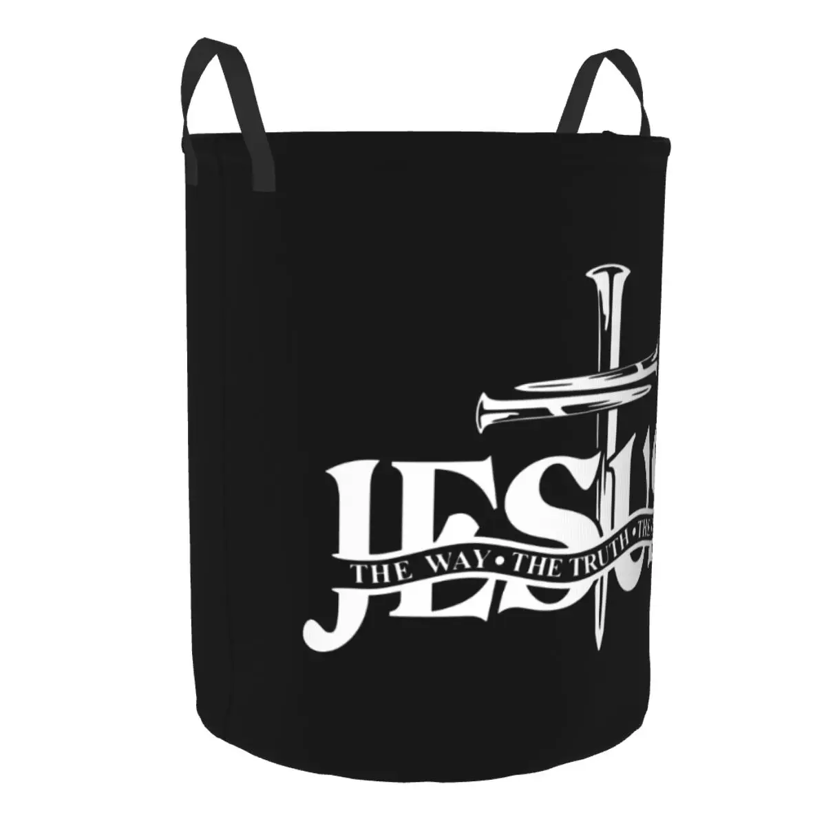 Jesus The Way The Truth The Life Laundry Basket Religion Cross Christian Faith Clothing Hamper Toys Organizer Storage Bins