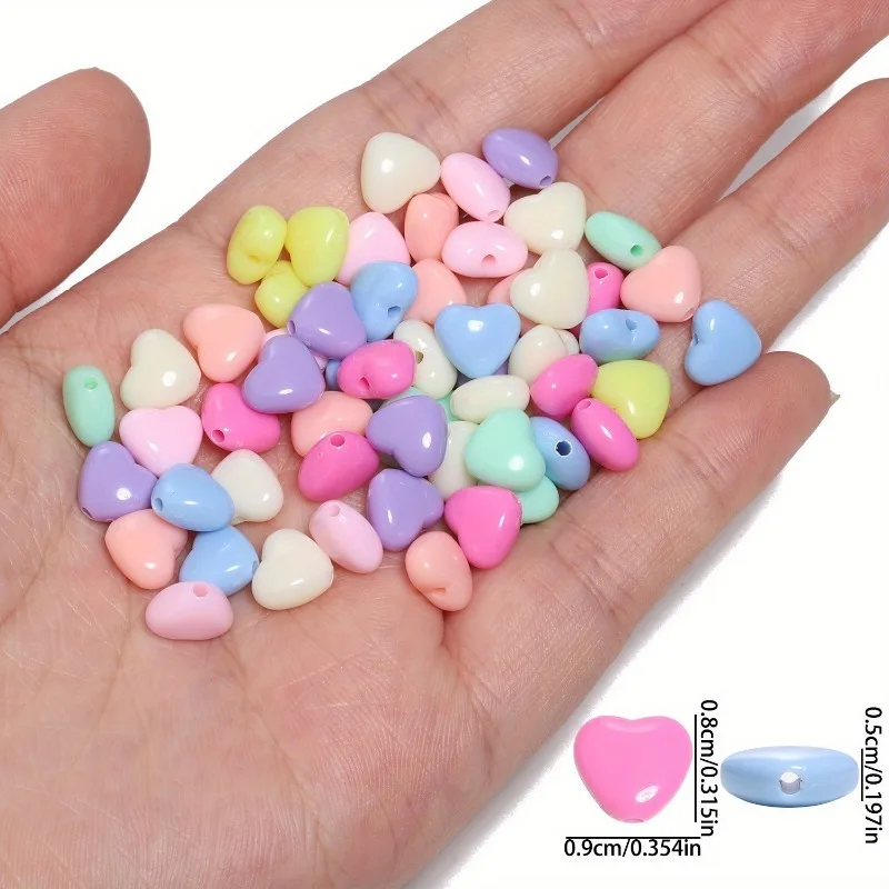 9/12mm 50/100PCS Colorful Acrylic Love Heart Spacer Beads For Necklaces Bracelets DIY Jewelry Making Charm Accessories