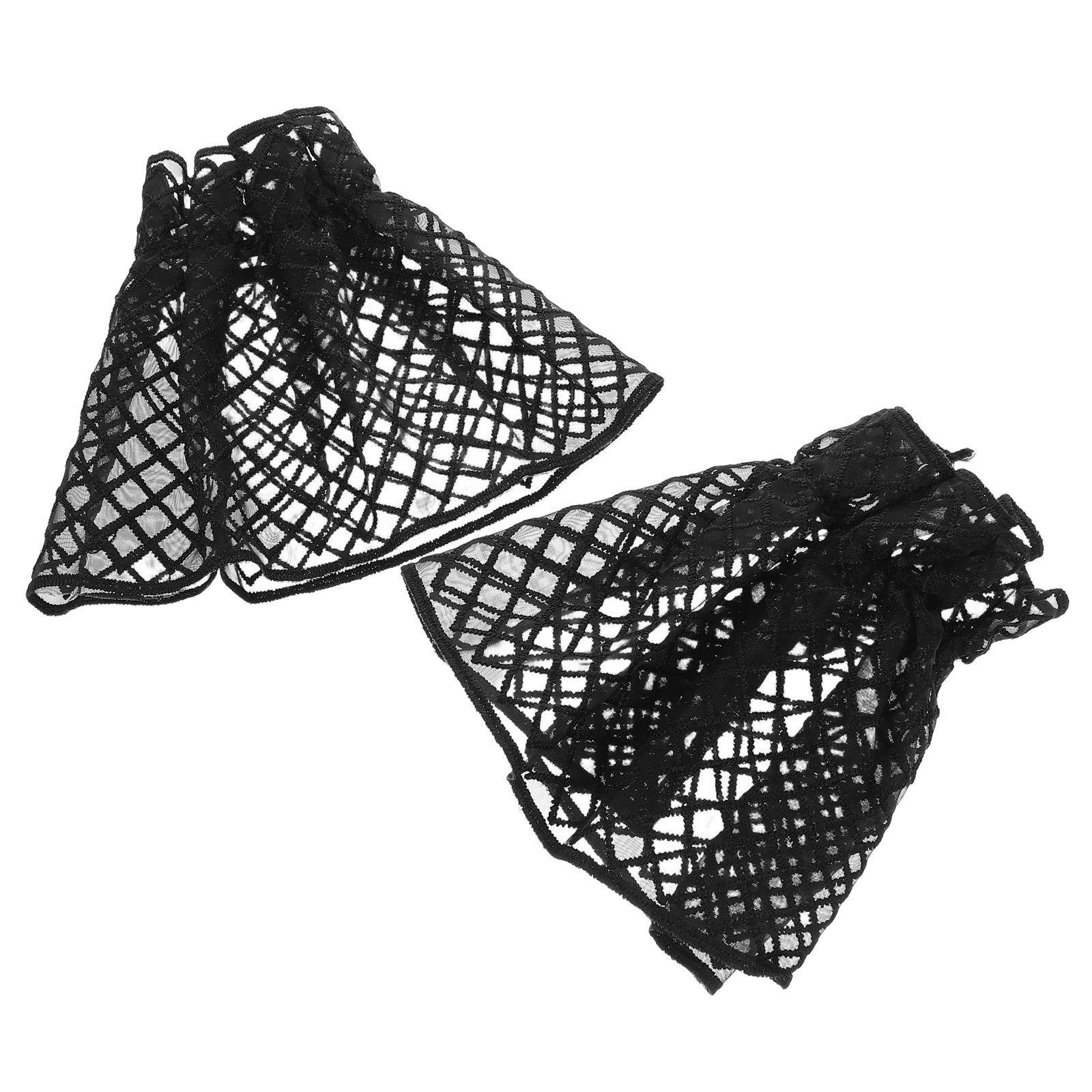 

Delicate Mesh Plaid Lace Decorative Fake Sleeves Detachable Wrist Cuff for Women Black Ruffle Clothing Accessories Sleeve
