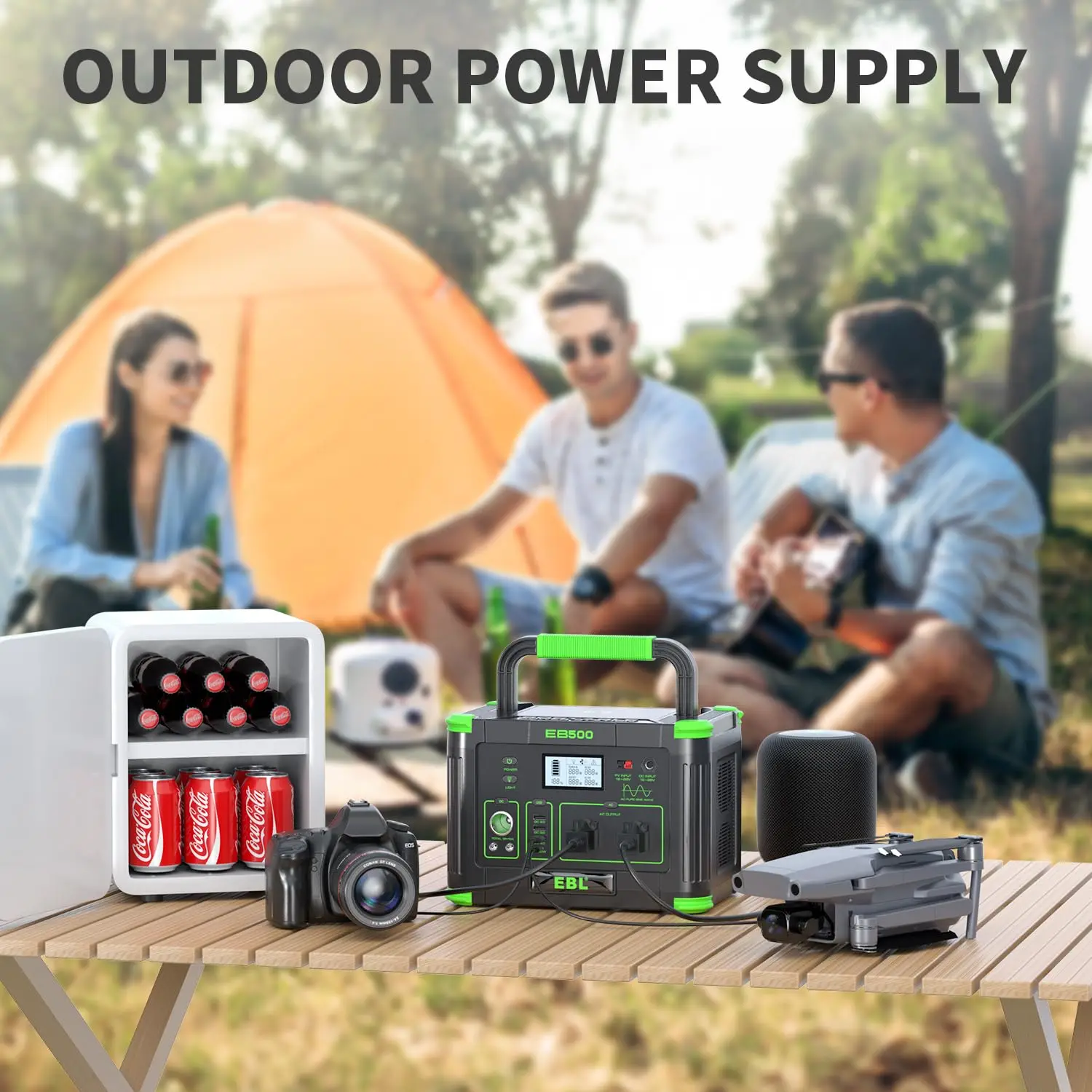 Portable Power Station 500W Peak 1000W Solar Generator 519Wh Outdoor Camping Emergency, Customized