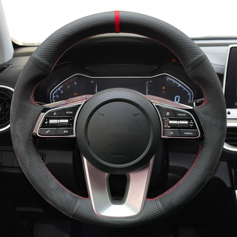 Non-Slip Suede Leather Customized Car Steering Wheel Braid Cover For Kia K5 Optima 2019 Cee'd Ceed 2019 Forte Cerato (AU) 2018