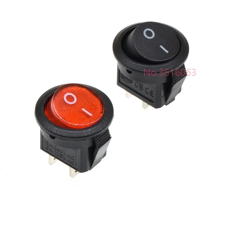 10PCS Red/Black KCD1 2PIN 15mm On/Off Round Boat Rocker Switch DC AC 3A/250V Car Dash Dashboard