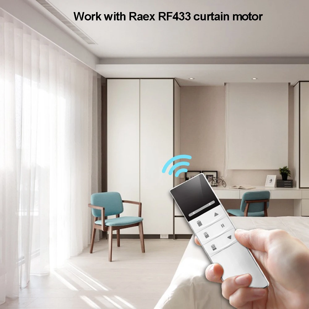 Raex 2ch/6ch/20channel RF433mhz Smart Electric Curtain Remote Controller for Electric Curtain Track or Roller Shutter