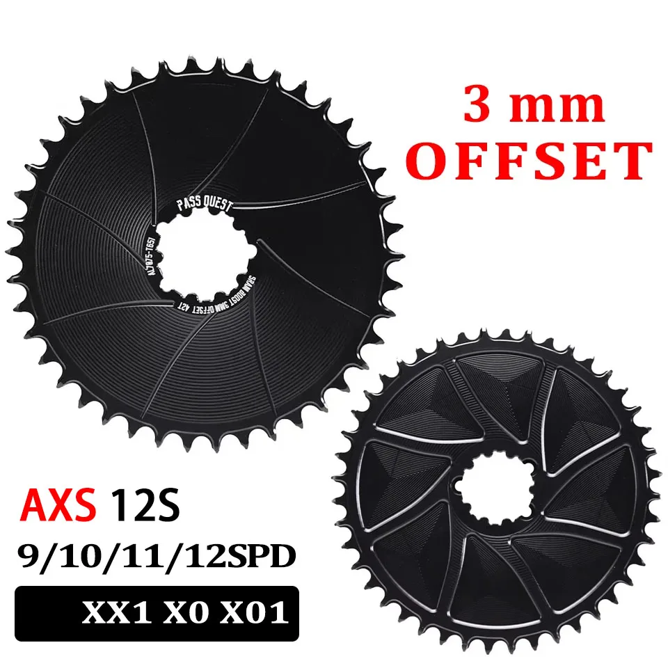 PASS QUEST 3mm Offset 36T-54T AERO Chainring Direct Mount Norrow Wide Teeth Chainwheel for SRAM DUB AXS 12 Speed