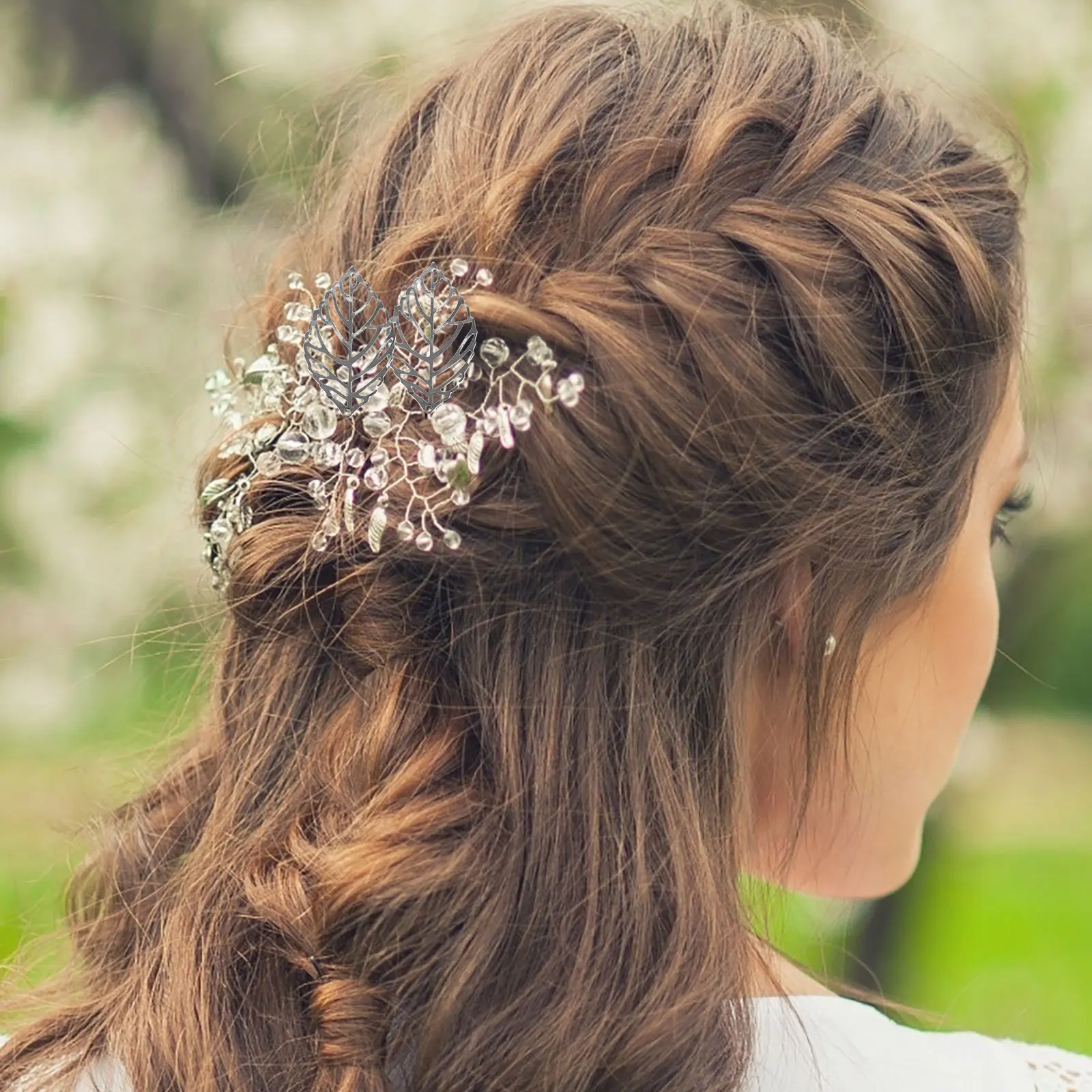 

100Pcs Hollow Leaf Iron Slice Headdress Material Hairpins Accessories Silver for Handmade Hairwear and Gifts