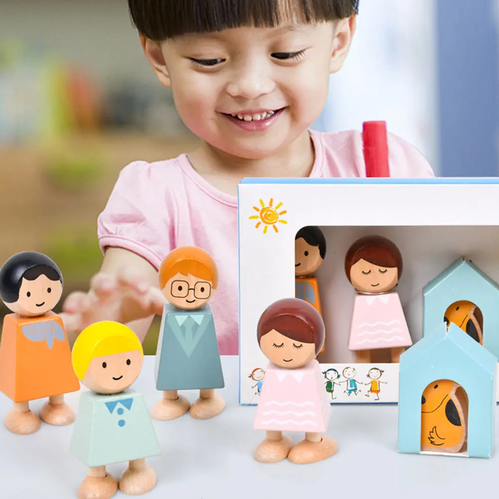 Houten bouwstenen speelgoed kinderen familie cognitie educatief speelgoed felle kleur veilige verf stevig leren tijdens het spelen