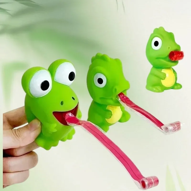 Creative Frog Dinosaur Sticking Tongue Out Squeeze Toy Funny Interactive Stress Relief Fidget Toy Kids Gift